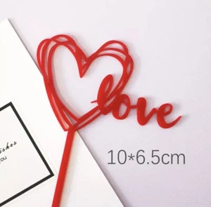 Love Heart Acrylic Topper Set Love Heart Wedding Anniversary Valentine - Picture 1 of 1