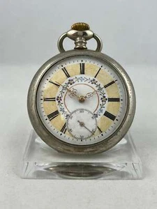 Reloj de bolsillo campesino F. W. Möhring cuerda manual esfera bicolor, funciona - Imagen 1 de 6