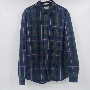 LL Bean Shirt Men Large Green Flannel Plaid Long Sleeve Button Down Traditional - Picture 1 of 12