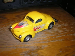 Vintage 1/32 5 3/8" long Majorette 1941 Willys Coupe Yellow w/ Flames A Free SH - Picture 1 of 4