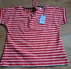 Weird Fish Stripe Red Tie Knot Back Nautical T-Shirt Top Womens Size 12