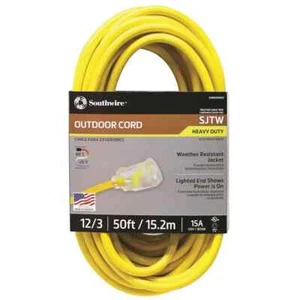 50 ft. 12/3 sjtw hi-visibility outdoor heavy-duty extension cord with power li - Picture 1 of 4