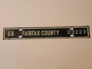1968 Fairfax County Virginia License Plate Topper - Picture 1 of 4