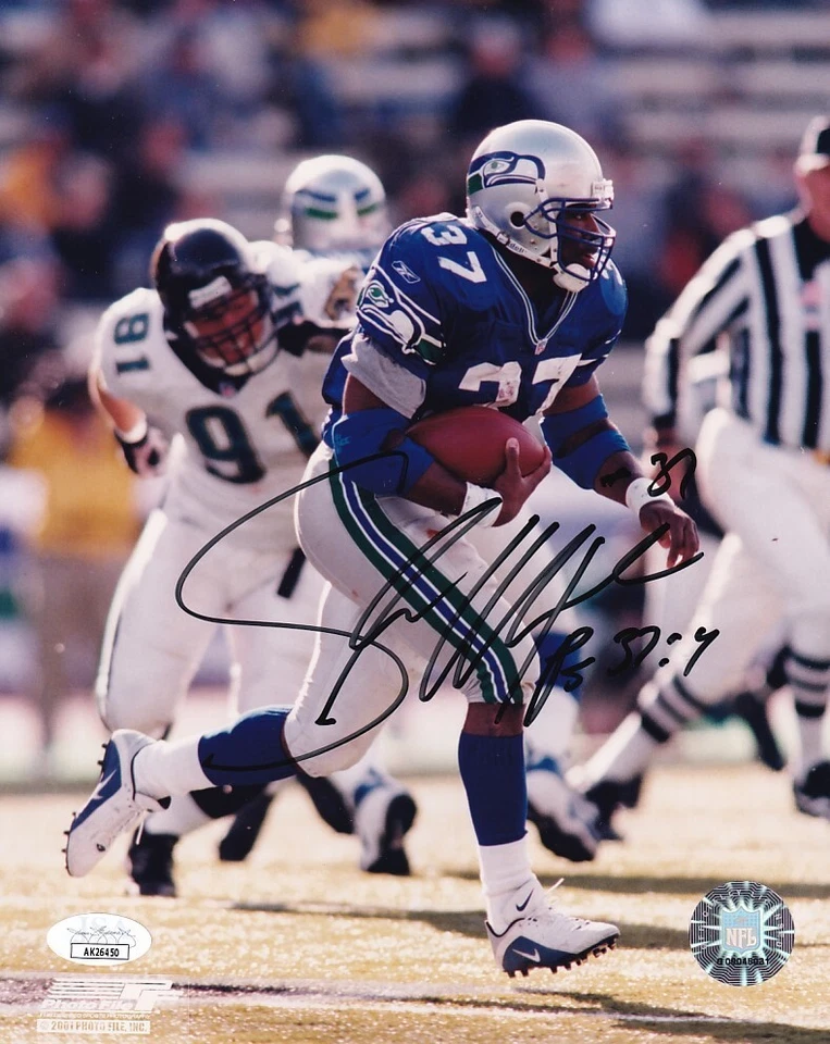 Shaun Alexander autographed signed autograph Seattle Seahawks 8x10 photo JSA COA - Image 1 of 1