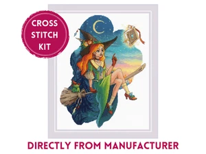 RIOLIS Counted Cross Stitch Kit 2015 Magic Lessons- Witch Flying on a Broom - Picture 1 of 7