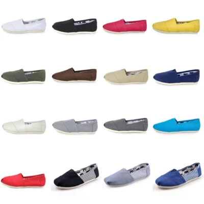 new TOM forUnisex Shoes Slip-on Casual Flats Solid Canvas Leisure Loafer Shoes #