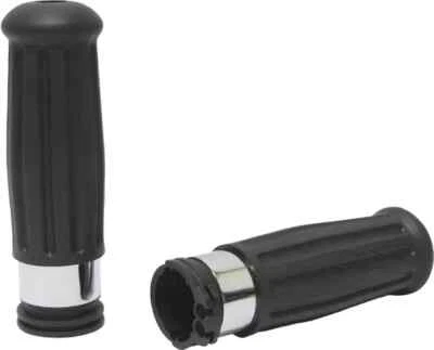 Juego de empuñaduras de anillo cromado HD negro con acelerador de cable Dyna Switchback 12-16 Foto 1 de 3