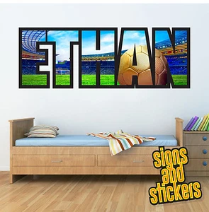 Kinder personalisierter Name Wandaufkleber Fußball Jungen/Mädchen Schlafzimmer Kunst - Bild 1 von 1