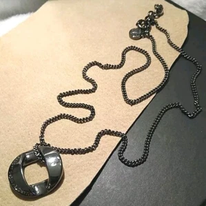 MARC JACOBS Designer "O" Charm in Black (Hematite?) Necklace, Signed, Pre-owned! - Picture 1 of 10