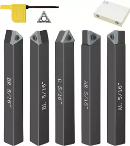 Metal Lathe Cutting Tools,5 Sets of 5/16" Carbide Metal Cutting Tool Bits Kit,In - Picture 1 of 12