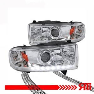 Chrome Projector Headlight Corner LED Strip 94-01 Dodge Ram Truck 1500 2500 3500 - Picture 1 of 7