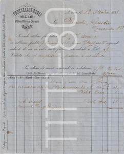 LUCCA - FRATELLI DE PAOLI NEGOZIANTI OLIO D'OLIVA E CEREALI - FATTURA DEL 1888 - Imagen 1 de 1