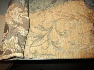 REMANENTE DE TELA DE DISEÑO - MARFIL + BEIGE CORTE "HOJA ARABESCO" CHENILLA JACQUARD - NOS - Imagen 1 de 5
