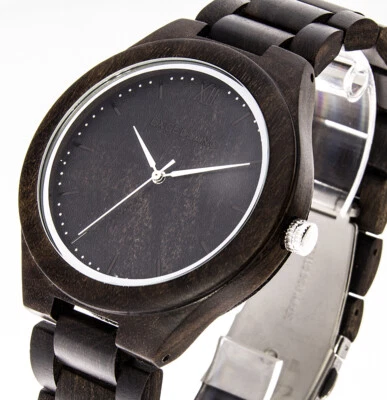 Excellanc Holzuhr Herrenuhr 45mm dunkles Sandelholz Holzarmband - Bild 1 von 3