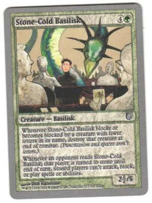 Magic_the_gathering Unhinged Stone-Cold Basilisk #112 2004,MTG,LP Uncommon - Image 1 of 2