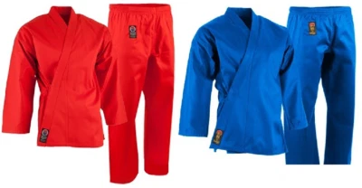 ProForce 7.5 oz. Medium Weight Uniform RED or BLUE Karate TKD Training FREE BELT - Image 1 of 3