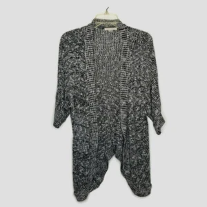 Canyon River Blues Cardigan Womens Medium Black White Open Front Short Sleeve - Picture 1 of 10