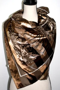 YJ Trading Damen Schal quadratisch beige braun schwarz gestreift Tiger 40" x 40" - Bild 1 von 6