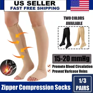 Calza a compressione diabetica leggera cerniera punta aperta 15-20 mmHg vene varicose - Foto 1 di 16