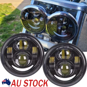 4.65" Dual for Harley Dyna Fat Bob FXDF 2008-2016 LED Headlights Running Lights - Picture 1 of 12