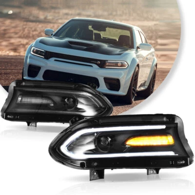 2PCS VLAND LED Projector Headlights For 2015-2021 Dodge Charger Front DRL Lights - Image 1 of 4