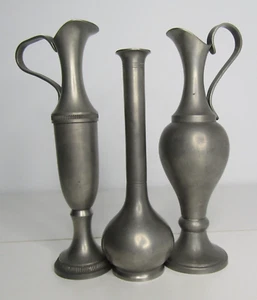 Lot of 3 Etain Pewter 1 Vase And 2 Pitchers Made in France - Picture 1 of 16