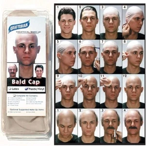 Graftobian Latex Bald Cap - Full Color Instructions Theater Halloween Special FX - Picture 1 of 3
