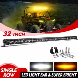 Single Row 32"inch LED Work Light Bar Amber Strobe For Polaris RZR XP 4 1000 900 - Picture 1 of 12