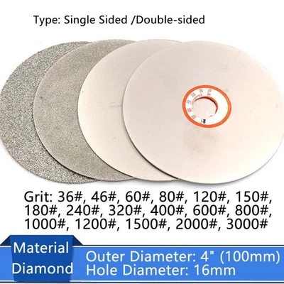 4" 100mm Diamond Coated Flat Lap Wheel Grinding Polishing Disc 36-3000 Grit - Image 1 of 4