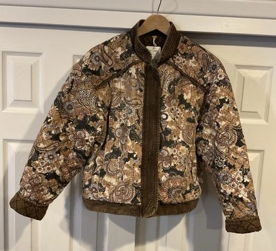 Free People Quilted Paisley Floral Boho Brown Jacket S Urban Outfitters RARE NWT - Image 1 of 4