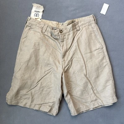 IZOD Saltwater Chino Shorts Mens 34 Tan Beige 9" Classic Linen Cotton Coastal - Image 1 of 4