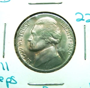 Moneda de 5 centavos de níquel Jefferson 1950-D ¿sin circular? GEMA DE FECHA ESCASA BU/AU - Imagen 1 de 5