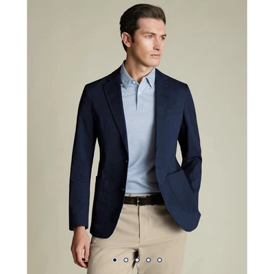 Blazer Charles Tyrwhitt Nuevo con Etiquetas Azul Marino Tinta Algodón Elástico Delgado 40S Foto 1 de 4