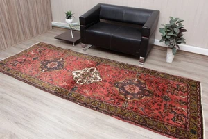 4x10 Runner Rug, Turkish Vintage Wool Hand Knotted Hallway Runner, 3'10" x 10'2" - Picture 1 of 10