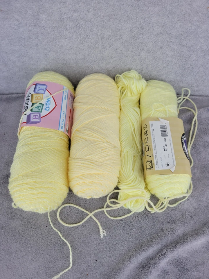 Lote de 4 hilos acrílicos amarillos para tejer 1,7 libras Foto 1 de 4