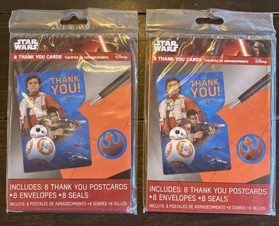 Nuevo: Star Wars Episodio VII Despertar de la Fuerza - 8 tarjetas de notas de agradecimiento (2 paquetes) Foto 1 de 3