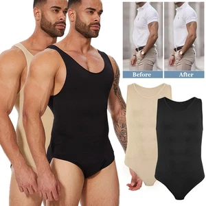 Men Tummy Control Shapewear Slimming Bodysuit Compression Body Shaper Underwear - Picture 1 of 25