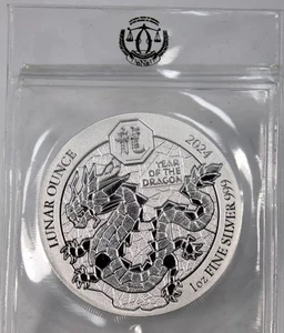 Jahr des Drachen Tierkreis Kunstmünzen 10 oz Silber 999 Selten 2024 Ruanda Mint! - Bild 1 von 6