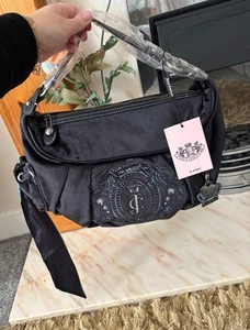 New Juicy Couture Daydreamer Hobo Navy / Black Palm Crest Velvet Bag - Picture 1 of 10