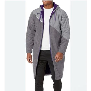 Speedo Team Parka M Unisex Swim Warm-Up Jacket Gray Purple Hood - Picture 1 of 10