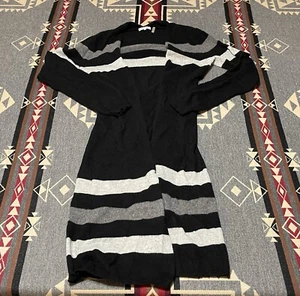 Minnie Rose Cashmere Cardigan Womens S Open Front Stripe T99 - Picture 1 of 8