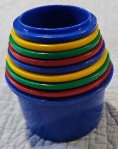 Vintage Discovery Toys Measure Up Stacking Colorful Cups Incomplete Sizes 4-12 