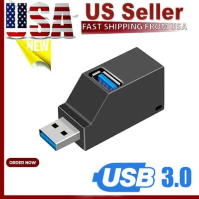 3 Port USB 3.0 Hub Portable High Speed Splitter Box For PC Notebook Laptop - Image 1 of 4