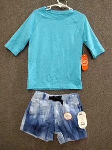 Wonder Nation Boys 2-Pck 3/4 Sleeve Shirt Top + Blue Buckle Up Shorts XS 4-6 - Picture 1 of 13