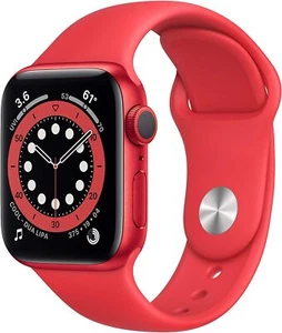 Apple Watch Series 6 40mm (GPS) Aluminium Czerwony z czerwonym paskiem sportowym - Doskonały - Zdjęcie 1 z 3
