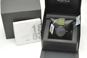 Alpina Startimer Pilot Military Automatic 44mm Watch Army Green Canvas Strap - Picture 1 of 3