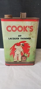 Vtg Cooks 89 Lacquer Thinner 1 Gallon Tin Litho Can - Picture 1 of 9