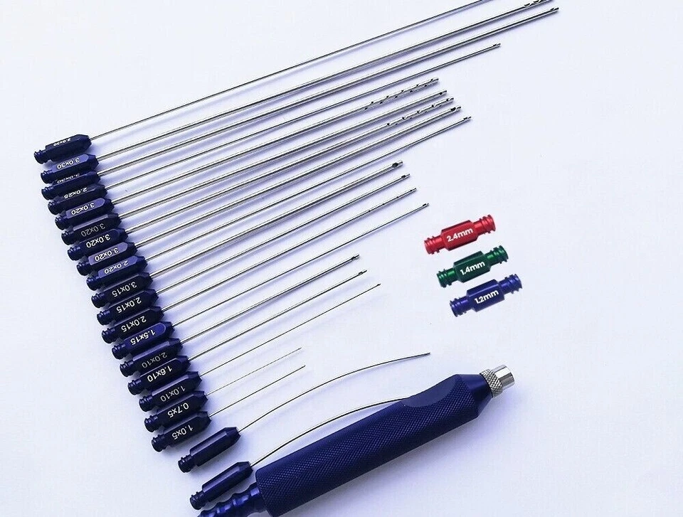 Juego de 24 cánulas de liposucción de cuerpo completo Luer lock injerto de grasa cirugía estética Foto 1 de 4