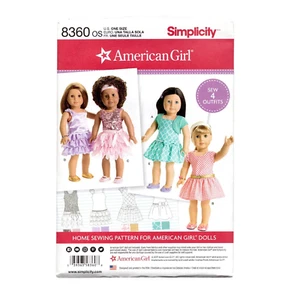 Simplicity 8360 American Girl 18 Fancy Dress Shrug Doll Clothing Sewing Pattern - Picture 1 of 2