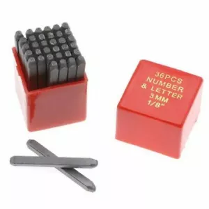 1/8" Buchstaben & Zahlen Stempel & Locher Set Schwerlast schwarz gehärteter Stahl im Etui - Bild 1 von 2